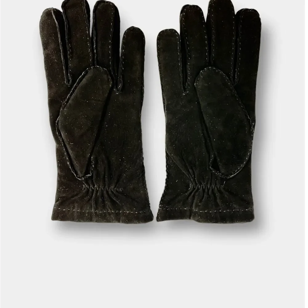 HESTRA Hair-sheep Suede Cashmere Lined Black Gloves Size 9